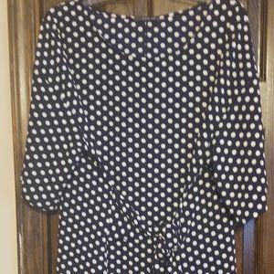 StitchFix 2X Navy Polkadot Tie Waist Blouse Worn Twice